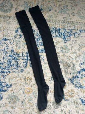 NWOT Black Thigh High Ribbed Socks American Apparel AA